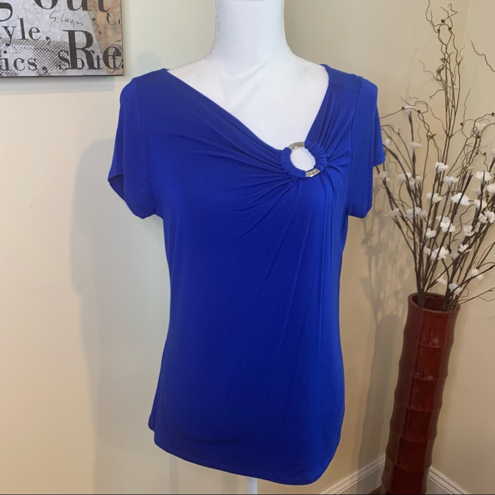 Michael Kors knit Top in Cobalt Blue with Circle MK signature / EUC